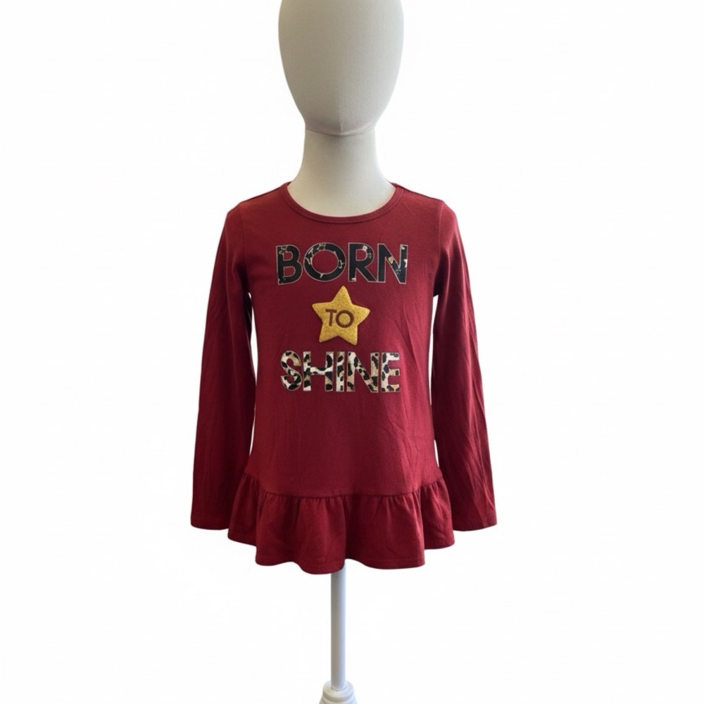 Wonder Nation Red Long Sleeve 'Born to Shine' Top